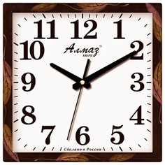 Часы настенные кварцевые Алмаз K05 темно-коричневый/белый