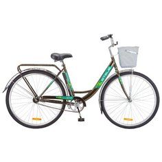 Городской велосипед STELS Navigator 345 28 Z010 с корзиной (2018) темно-оливковый (требует финальной сборки)