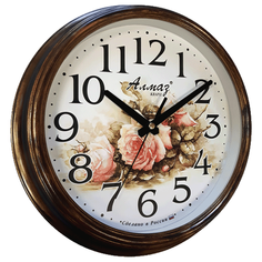 Часы настенные кварцевые Алмаз A07 коричневый/бронза