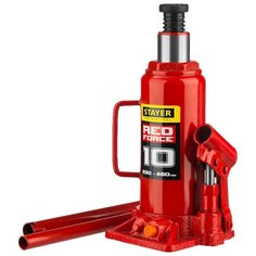 Домкрат бутылочный гидравлический STAYER Red Force 43160-10_z01 (10 т) красный