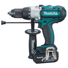 Ударная аккумуляторная дрель-шуруповерт Makita DHP451RFE 80 Н·м синий/черный