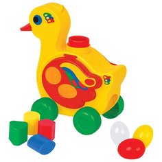 Каталка-игрушка Cavallino Уточка-Несушка в сеточке (6219) желтый/зеленый/красный