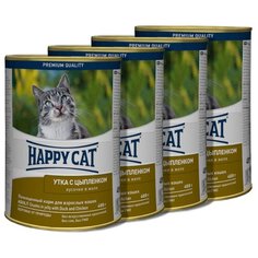 Корм для кошек Happy Cat с курицей, с уткой 4шт. х 400 г (кусочки в желе)