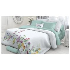 Постельное белье 1.5-спальное Verossa Shamrock 70х70 см, перкаль белый/зеленый