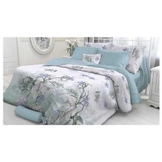 Постельное белье 1.5-спальное Verossa Branch 70х70 см, перкаль серый/голубой