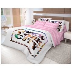 Постельное белье евростандарт Волшебная ночь New York 702185 ранфорс белый/розовый