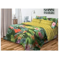 Постельное белье 1.5-спальное Волшебная ночь Tropic 717470 ранфорс зеленый/желтый