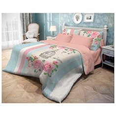 Постельное белье евростандарт Волшебная ночь Fluid 716253 ранфорс бежевый/розовый/голубой