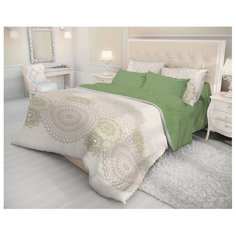 Постельное белье семейное Волшебная ночь Lacy 716263 ранфорс белый/зеленый