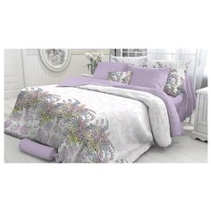 Постельное белье 1.5-спальное Verossa Lupin 70х70 см, перкаль белый/сиреневый