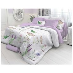 Постельное белье 2-спальное Verossa Lea 70х70 см, перкаль белый/сиреневый