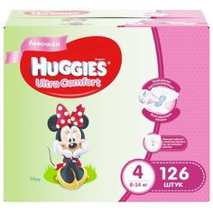 Huggies подгузники Ultra Comfort для девочек 4 (8-14 кг) 126 шт.