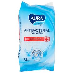 Влажные салфетки Aura Family антибактериальные 72 шт.
