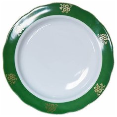 Дулёвский фарфор Тарелка мелкая Вырезной край Зеленый борт 17.5 см