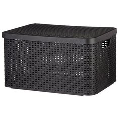 CURVER Корзина с крышкой Rattan Style Box L 24x44x33см темно-коричневый