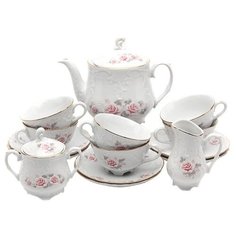 Чайный сервиз Cmielow Rococo (Серая роза) 15 предметов