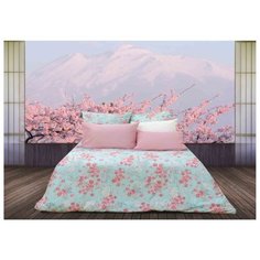 Постельное белье 2-спальное Sova & Javoronok Японский сад 50х70 см, перкаль голубой/розовый