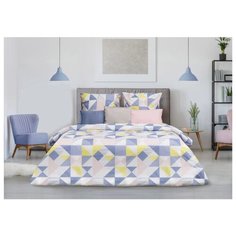 Постельное белье семейное Sova & Javoronok Стокгольм 50х70см, поплин белый/синий/розовый
