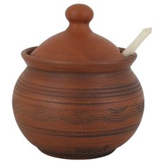 Сахарница Гжельская Гончарня малая с ложечкой коричневый