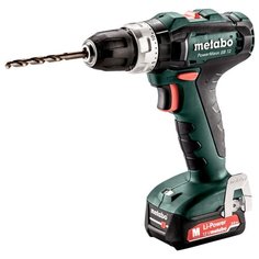 Ударная аккумуляторная дрель-шуруповерт Metabo PowerMaxx SB 12 2.0Ач х2 кейс 40 Н·м зеленый/черный