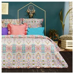 Постельное белье 1.5-спальное Sova & Javoronok Богема 70х70 см, поплин бирюзовый / розовый