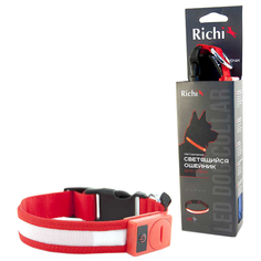 Ошейник Richi Led лента, нейлоновый L 45-48 см красный