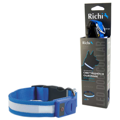 Ошейник Richi Led лента, нейлоновый L 45-48 см синий