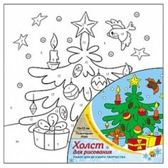 Рыжий кот Картина по номерам "Новогодняя елка" 15х15 см (Х-7700)