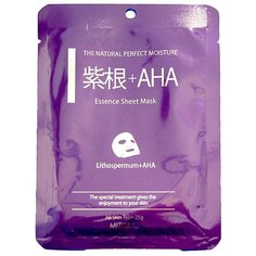 Mitomo тканевая маска Lithospermum+AHA Экстракт воробейника + Фруктовые кислоты восстанавливающая, 25 г