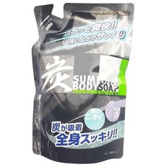 Гель для душа Mitsuei Pure Body с древесным углем с ароматом мяты и грейпфрута, сменный блок, 400 мл
