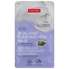 Purederm Двухэтапная очищающая грязевая маска с экстрактами водорослей и чайного дерева, 13 г