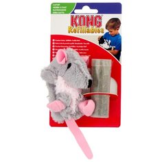 Игрушка для кошек KONG Крыса с тубом кошачьей мяты (NR45) серый/розовый