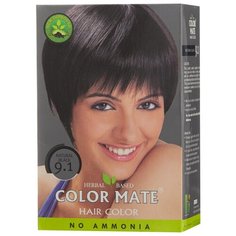 Хна Color Mate травяная краска для волос, тон 9.1 natural black, 75 г