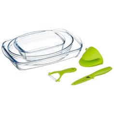 Набор посуды для запекания Pyrex 6 предметов 912S756OK/2018, 6 шт. прозрачный/зеленый