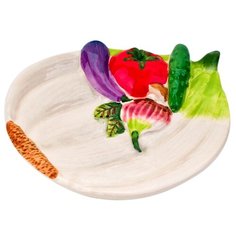 ELFF ceramics Тарелка Бабушкины соленья 15х12х3 розовый/зеленый/фиолетовый