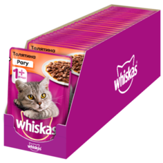 Корм для кошек Whiskas с телятиной 28шт. х 85 г (кусочки в соусе)