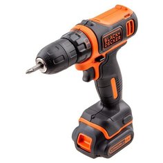 Аккумуляторная дрель-шуруповерт BLACK+DECKER BDCDD12KB Li-Ion 1.5 А·ч 10.8 В х2 кейс 26 Н·м черный/оранжевый