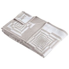 Плед KARNA хлопок EKSEN 3067/1, 130 x 170 см коричневый/белый