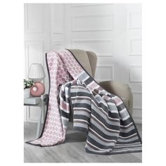 Плед KARNA хлопок CIZGI 3056/1, 150 x 240 см розовый/черный/фиолетовый