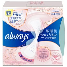Always прокладки Sensitive Smart Foam (размер 270 мм) белый 8 шт.