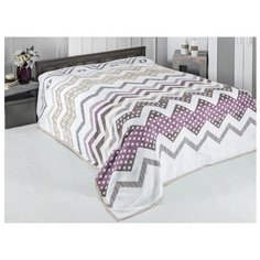 Плед KARNA хлопок DIAMOND 3057/3, 220 x 240 см сиреневый/белый/серый