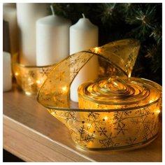 Гирлянда Luazon Снежинки золотистые 3612323/3612322 1000 см, 100 ламп