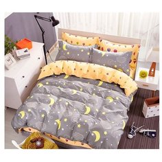 Постельное белье 2-спальное Sulyan Яркие сны сатин серый / желтый