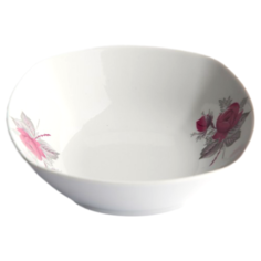 Дулёвский фарфор Салатник квадратный Дикая роза 550 мл белый