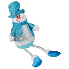 Мягкая игрушка Зимнее волшебство Снеговик в голубой шубке с оленями 45 см
