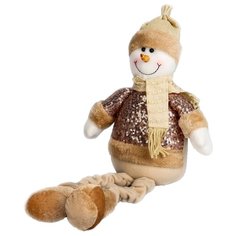 Мягкая игрушка Зимнее волшебство Снеговик в пайетках - длинные ножки 52 см