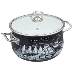 Кастрюля Savasan Хуторок 1379 3,7 л, черный/белый