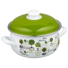 Кастрюля Savasan Гарден 8253 2,5 л, белый/зеленый