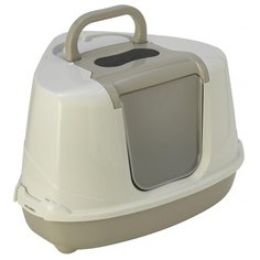 Туалет-домик для кошек Moderna Flip Corner 55.7х45.1х38.2 см теплый серый 1 шт.