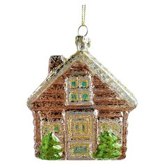 Елочная игрушка Новогодняя Сказка Домик (972885) коричневый/зеленый